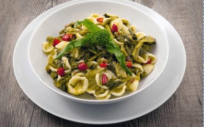 Orecchiette Pasta with turnip peaks and chili peppers